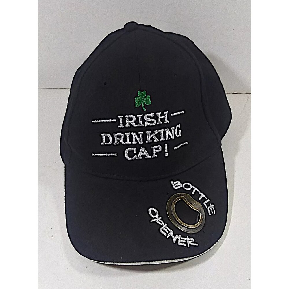 Irish Drinking Cap Bottle Opener Black One Size Adjustable Liffey Artefacts Hat